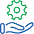 Gear over hand icon